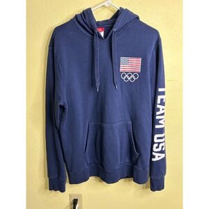 Team USA Olympic Apparel Navy Blue Hoodie Sweatshirt Mens Large Flag Logo